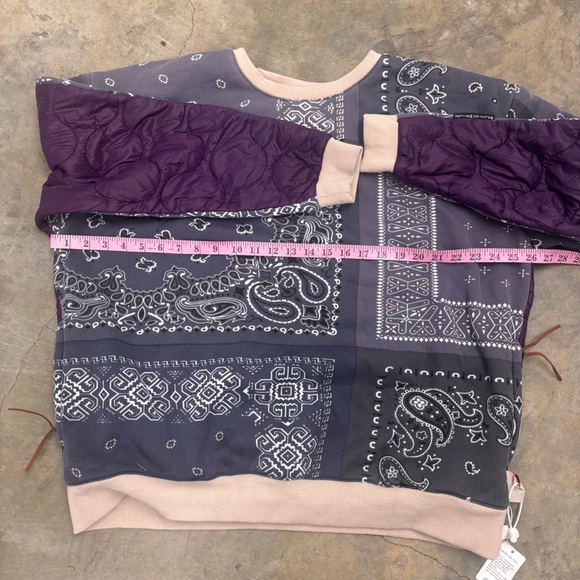 Kapital Kountry Japan Bandana Patchwork Grey Purple Sweatshirt Mens 3 Large NWT
